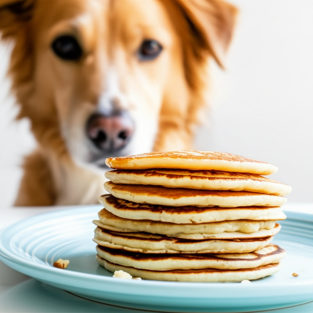 Generate a high-quality, relevant image prompt for an article about: Can Dogs Eat Plain Pancakes: Ge