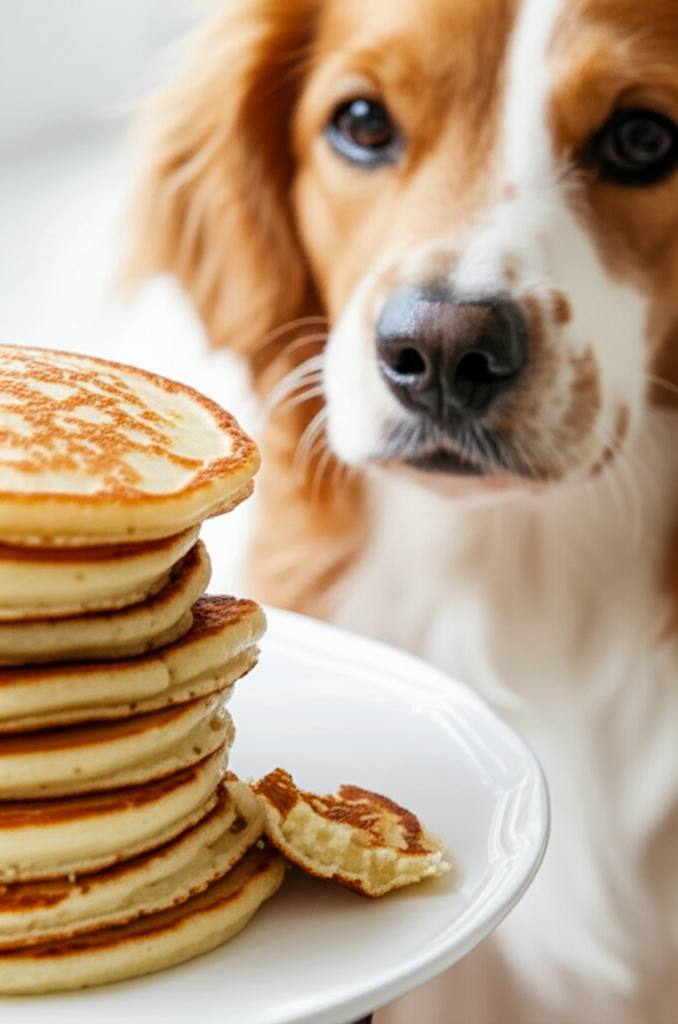Generate a high-quality, relevant image prompt for an article about: Can Dogs Eat Plain Pancakes: Ge