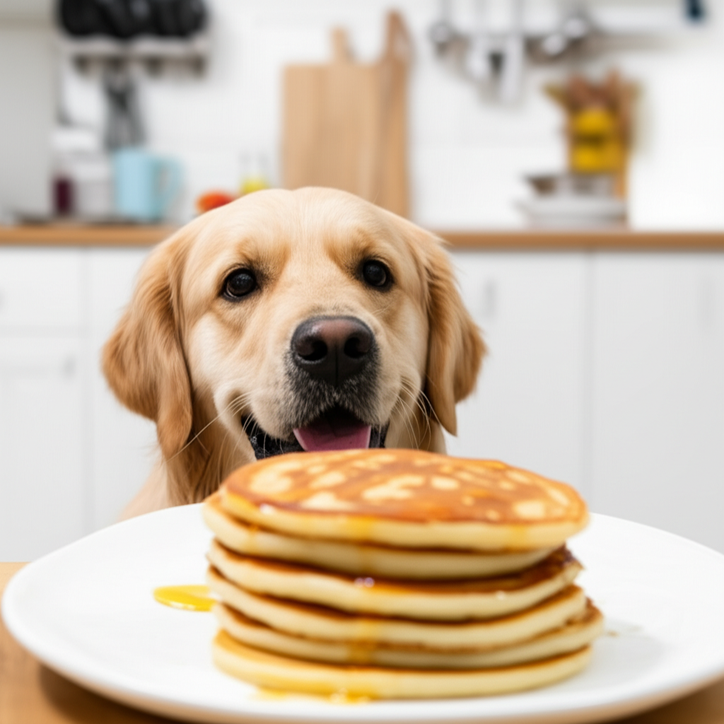 Generate a high-quality, relevant image prompt for an article about: Can Dogs Have Pancakes With Syr