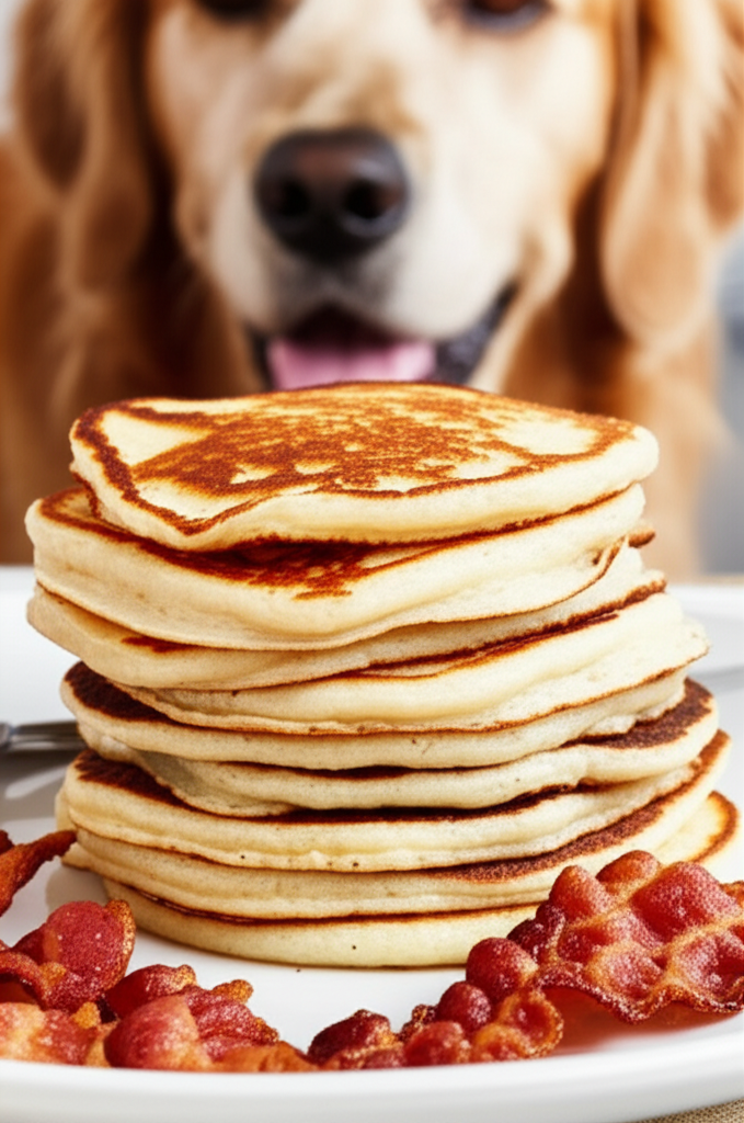 Generate a high-quality, relevant image prompt for an article about: Can Dogs Eat Pancakes Without S